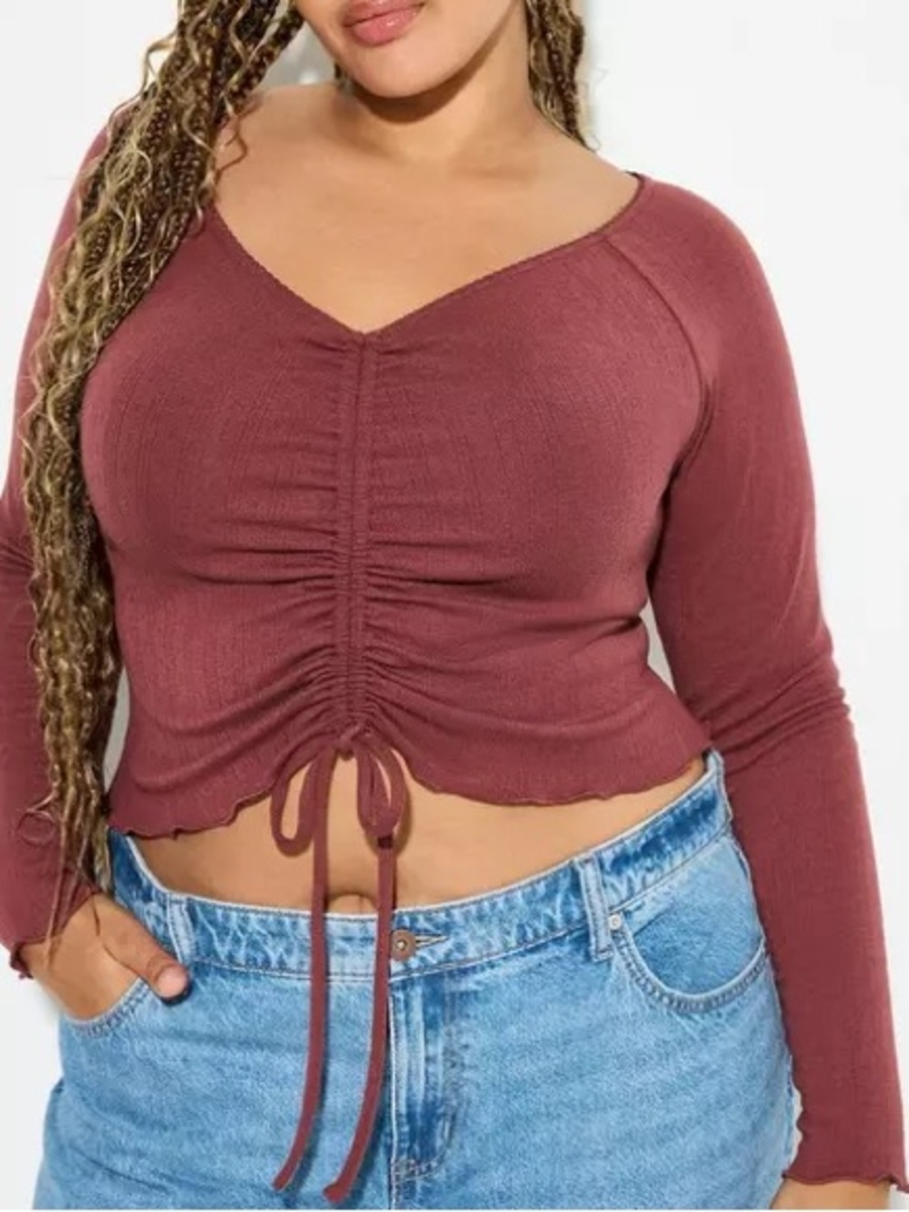 LoveSick Cinch-Front Long-Sleeve Top
